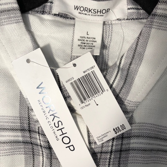 🌹WORKSHOP Republic Clothing Plaid Buttondown NEW - Picture 7 of 8